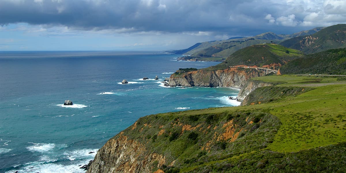 Big Sur coastline looking north to Bixby Canyon Bridge. California
